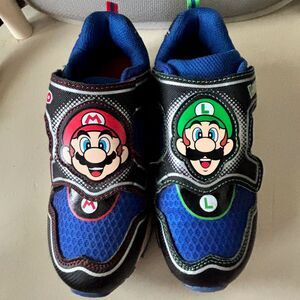 Super Mario Light Up Red Green Heel Mario & Luigi Little Boy's Size 1 Sneakers